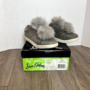 Sam Edelman Cynthia Leya Grey Tennis‎ Shoes with Pom Pom Size 11 Child Girls